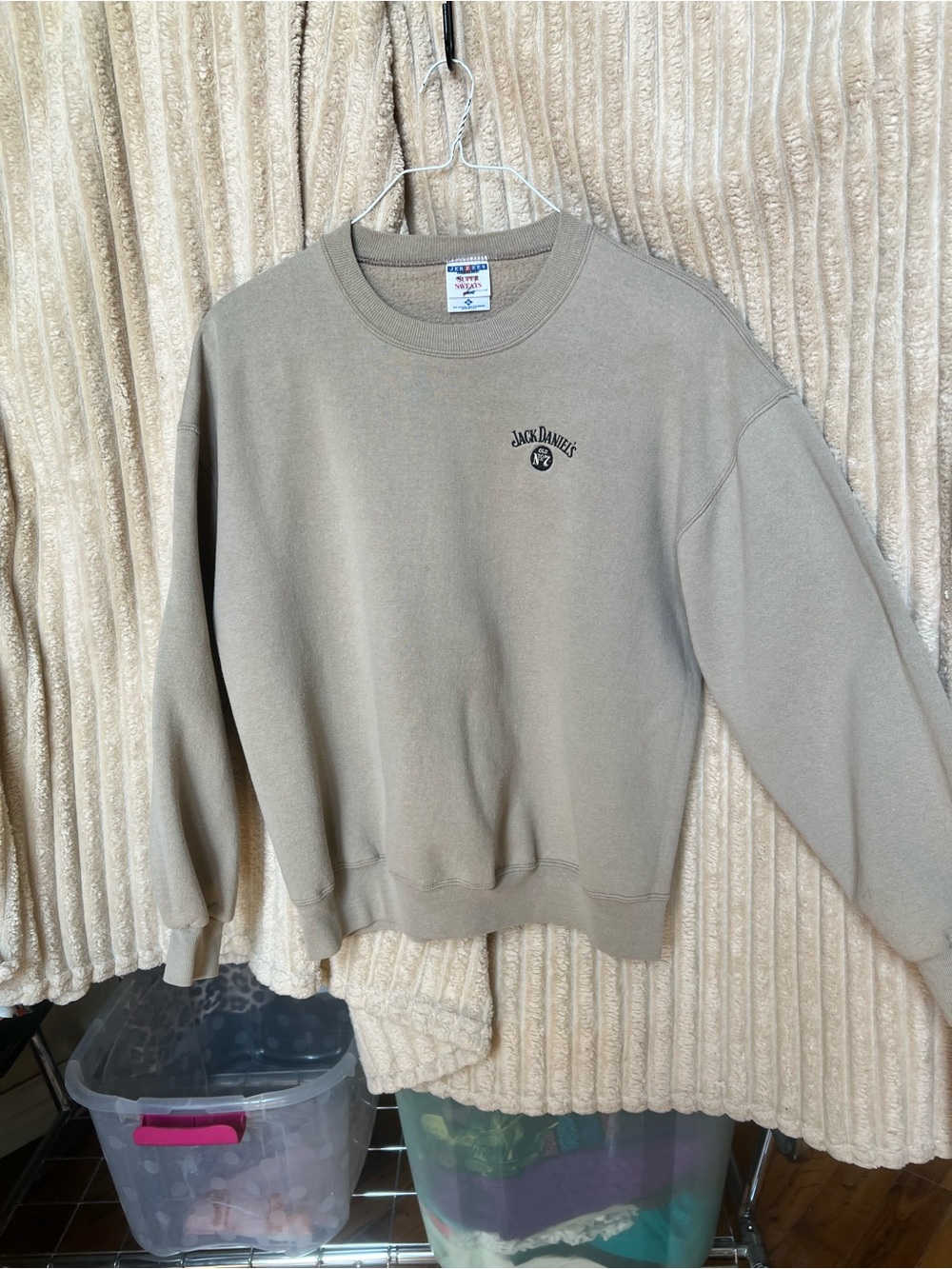 Jack Daniel's Men's Crewneck Sweatshirt in Light Taupe